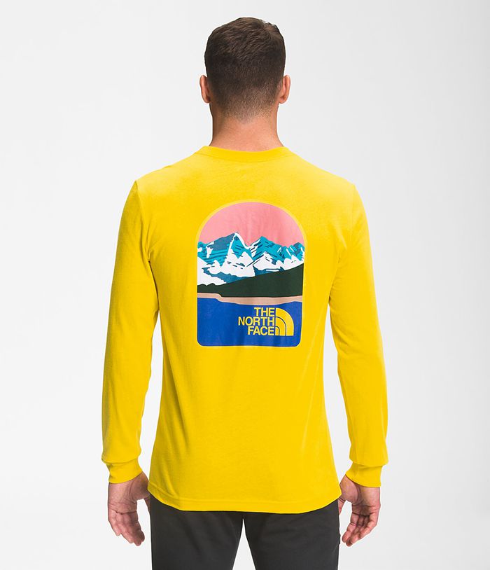 The North Face Mens T-Shirts Long Sleeve Parks 176YJWHEZ - Yellow